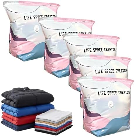 No-Pump Vacuum Storage Bags, 2026 New 3D Vacuum Storage Bags, Portable Large Clothes Compression Bags for Household Use, Convenient Cube Storage Bag for Clothes, Comforters, Blankets (5, 19.6*27.5in) by Scappof