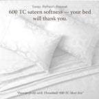 Threadmill Home Linen Standard Pillowcases - 100% Natural Cotton 600 Thread Count, 2 Piece Jacquard Damask Pillow Cover Set, Breathable ELS Combed Cotton, Hotel Quality White Pillow Protectors - Image 4