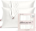 Kitsch Satin Pillowcase with Zipper - 2 pcs Standard Size, Ivory by Kitsch