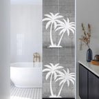 Window Privacy Film Frosted, Black Grey Palm Trees Reusable Static Cling Window Tints, Summer Coastal Tropical Botanical Heat Control Windows Films for Offices, Balcony, 29.5 x 118 Inches - Image 3