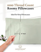 1000 TC Sage King Pillowcases Set of 4 100% Egyptian Cotton Pillow Cases - Image 3
