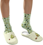 Jeiento Women's Fuzzy Slippers and Sock Set Warm Cozy Memory Foam House Shoes Soft Slip-on Slides Spa Slippers for Hotel - Image 4