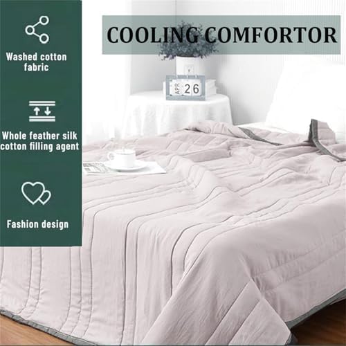 Summer Cooling Comforter, Lightweight Breathable Quilt, Double-Sided Cool Touch Fabric, Year-Round Use(Light Green,79x90in) - Image 3