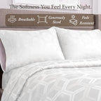 Threadmill Home Linen Standard Pillowcases - 100% Natural Cotton 600 Thread Count, 2 Piece Jacquard Damask Pillow Cover Set, Breathable ELS Combed Cotton, Hotel Quality White Pillow Protectors - Image 3