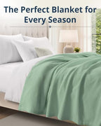 LANE LINEN 100% Cotton Blanket Twin, 300 GSM Waffle Textured - Sage Green - Image 2