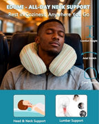 Buckwheat U Shaped Neck Pillow - 12''x12'' Adjustable Cervical Support Pillow with Breathable Buckwheat Hulls, Removable Cotton Cover, Ideal for Airplane, Office or Home Use (Grey) - Image 4