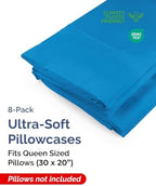 Queen Pillow Cases - 8 Pack Soft Pillowcase Covers - 20" x 30" (Royal Blue) - Image 2