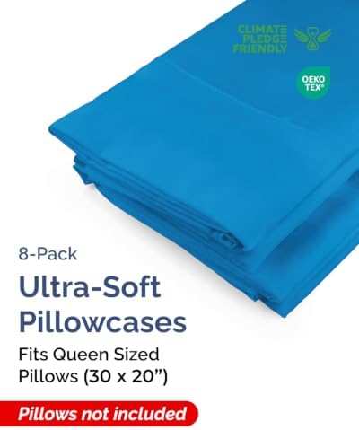 Queen Pillow Cases - 8 Pack Soft Pillowcase Covers - 20" x 30" (Royal Blue) - Image 2