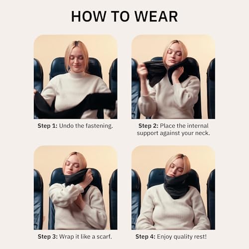 trtl Travel Pillow Cool for Neck Support - Cooling Travel Pillow for Airplanes - Breathable Fabric - Lightweight, Easy to Carry - for Traveling on Flights, Cars, and Trains - Black/Grey - Image 6