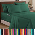 Elegant Comfort 1500 Premium Quality 6-Piece Bed Sheet Set - 18-24 Inch Extra Deep Pocket, Smart Storage Pockets, Wrinkle Free Ultra Soft 6PC Extra Deep Pocket Sheets, Full, Hunter Green by ELEGANTCOMFORT