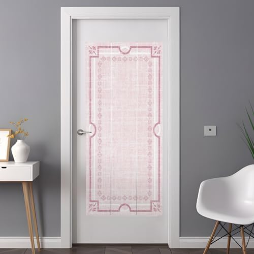 Window Privacy Film Frosted, Blush Pink Botanical Non-Adhesive Static Cling Window Tint, Vintage Florals Geometric Minimalist Insulated Windows Frosted Films for Living Room, 35.4 x 78.7 Inches - Image 3