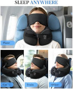 Travel Pillow for Long Flight Airplanes, Head Strap Combo & Eye Mask for Sleep, Airplane Neck Pillow with 360° Support Memory Foam to Prevent Head Bobbing, Road Trip Essentials, EVA Case, Black - Image 7