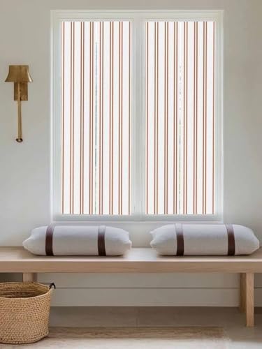 Window Privacy Film Frosted, Orange Stripes Reusable Static Cling Window Tints, Modern Minimalist Vertical Lines Heat Control Windows Films for Offices, Balcony, 29.5 x 118 Inches - Image 5