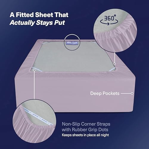 Kickoff Viscose Bamboo Sheets RV Short Queen Size 4-pc 100% Organic Bamboo Viscose Bed Cooling Sheets Set (60" x 75") Cool Bedding for hot Sleepers Sheet Set - Gift Ready Packaging (Lavender, SQ) - Image 5