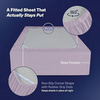 Kickoff Viscose Bamboo Sheets Queen Size 4-pc 100% Organic Bamboo Viscose Bed Cooling Sheets Queen Size Set Cool Bedding for hot Sleepers Sheet Set - Gift Ready Packaging (Lavender, Q) - Image 5