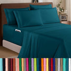 Elegant Comfort 1500 Premium Quality 6-Piece Bed Sheet Set - 18-24 Inch Extra Deep Pocket, Smart Storage Pockets, Wrinkle Free Ultra Soft 6PC Extra Deep Pocket Sheets, King, Marine Teal by ELEGANTCOMFORT