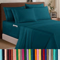 Elegant Comfort 1500 Premium Quality 6-Piece Bed Sheet Set - 18-24 Inch Extra Deep Pocket, Smart Storage Pockets, Wrinkle Free Ultra Soft 6PC Extra Deep Pocket Sheets, Full, Marine Teal by ELEGANTCOMFORT