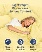Standard Pillow Cases - 8 Pack Soft Pillowcase Covers - 20" x 26" (Yellow) - Image 3