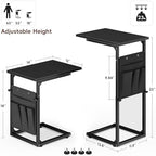 Vagusicc C-Shaped End Table, Small Side Table for Couch, Sofa Table Adjustable Height End Tables Living Room, Bedside Slide Under Couch Table for Sofa, TV Tray Table with Metal Frame for Bedroom,Black - Image 3