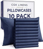 King Pillow Cases - 10 Pack Soft Pillowcase Covers - 20" x 40" (Navy Blue) by CGKUnlimited