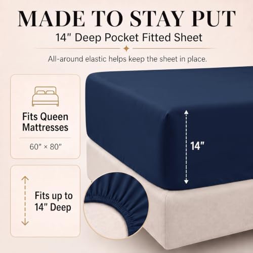 CozyLux Oversized Queen Comforter Set Navy, 7 Pieces Bed in a Bag - Image 5