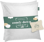 ComfyDown 16x16 Throw Pillow Inserts (Set of 2), Down & Feather Fill, 100% Cotton Cover, Made in USA – Premium Soft Decorative Pillow Forms Sham Stuffers for Bed, Sofa & Couch by ComfyDown