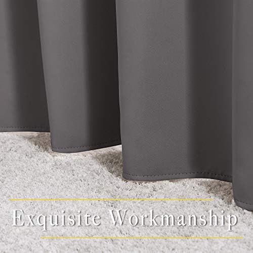 NICETOWN Bedroom Blackout 102 inch Curtains for Sliding Glass Door - Grommet Thermal Insulated Solid Luxury Window Treatments Sound Reducing for Living Room (W66 x L102, Grey, Set of 2) - Image 6
