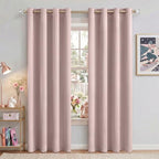 NICETOWN Light Block Window Curtains 84" Length - Home Fashion Thermal Insulated Solid Grommet Room Darkening Window Treatments for Hall Room, Blush Pink, 1 Pair, 52" Wide by 84" Long by NICETOWN