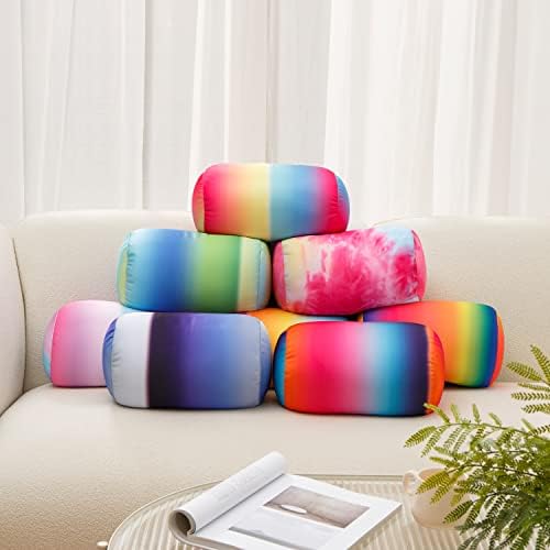 Squish Microbead Pillow Neck Lumbar Body Sopport Microbead Bolster 7 * 12Inches Travel Pillows for Chair Sleeping Car Seat Emotional Colorful Dormroom Accessory (Rainbow) - Image 6