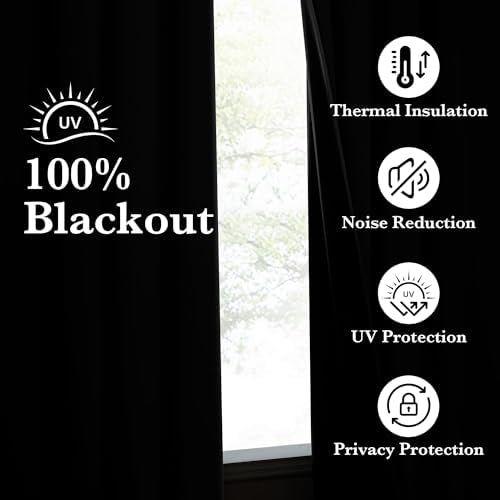 NICETOWN Full Blackout Curtains 96 inch Long for Home Theater, Grommet Energy Saving Room Darkening Window Treatment Thermal Curtains Portable Sun Shades for Living Room, W52 x L96, 2 Panels - Image 3