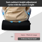 MABOZOO Extra Thick Chair Cushions,Office Chair Booster Seat Cushion to Raise Seat Height for Pain Relief,18 x 16 x 6 inch Non Slip Memory Foam Thick Cushion with Carry Handle（Black） - Image 2