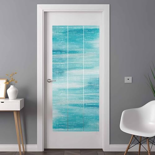 Window Privacy Film Frosted, Turquoise Ombre Non-Adhesive Static Cling Window Tint, Modern Minimalist Abstract Aesthetic Insulated Windows Frosted Films for Living Room, 35.4 x 78.7 Inches - Image 3