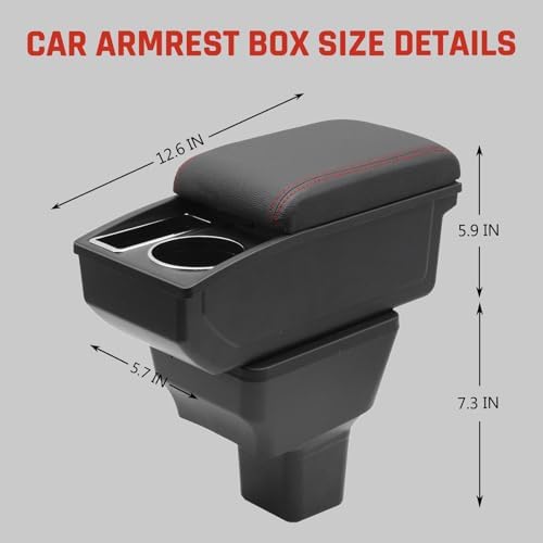 YJYWZH Armrest Box for Nissan Versa Almera Accessories, Red Thread - Image 5