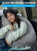 QUEEN ROSE Car Travel Pillow for Sleeping, Adjustable Head Support, Grey - Image 2