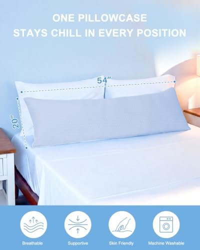 YZ HOME Cooling Body Pillow for Adults,Cold Touch Fabric(Bule,20"x54") - Image 6