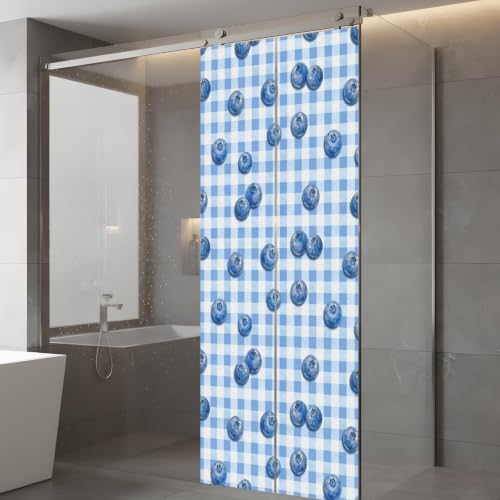 Window Privacy Film Frosted, Blue Blueberry Static Cling Door Window Covering, Checkered Fruits Farmhouse Art UV Blocking Windows Film for Office, Hotel, Bedroom, 29.5 x 78.7 Inches - Image 5