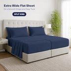 Kickoff Viscose Bamboo Sheets Split King Size 5-pc 100% Organic Bamboo Viscose Bed Cooling Sheets Split King Size Set Cool Bedding for hot Sleepers Sheet Set - Gift Ready Packaging (Navy, SK) - Image 3