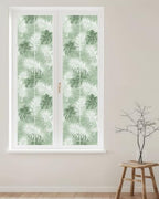 Window Privacy Film Frosted, Sage Green Palm Trees Tropical Reusable Static Cling Window Tints, Summer Beach Botanical Heat Control Windows Films for Offices, Balcony, 29.5 x 118 Inches - Image 2