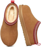Litfun Women's Genuine Suede Fur Lined Slippers Fuzzy Winter House Shoes by Enjoyacomfortablelife