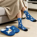 Jeiento Women's Fuzzy Slippers and Sock Set Warm Cozy Memory Foam House Shoes Soft Slip-on Slides Spa Slippers for Hotel - Image 3
