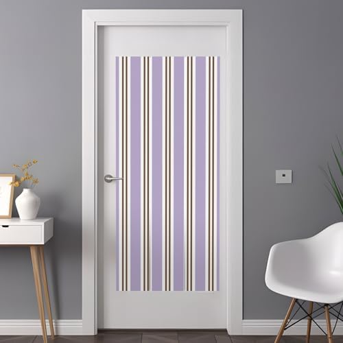 Window Privacy Film Frosted, Purple Brown Striped Non-Adhesive Static Cling Window Tint, Modern Farmhouse Vertical Stripes Insulated Windows Frosted Films for Living Room, 35.4 x 78.7 Inches - Image 3