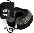 Neck Pillow for Travel | Memory Foam Neck Pillow with Chin Support | Travel Pillow | Adjustable Rope Lock | Removable & Washable Cover with Travel Bag | Travel Essentials | Green & Black by Samadhaan