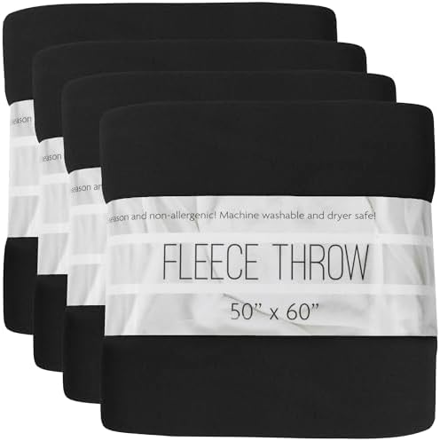 (24 Pack) Bulk Fleece 50x60 Throw Blankets for Wedding Favors, Homeless Women, Men, Homes, Bed, Sofa, Couch, Office, Pet Blankets, Travel | Soft Warm Lightweight Throw Blankets in Bulk (Black) by TrailmakerBuiltforLife%E2%80%99sAdventuresBigandSmall