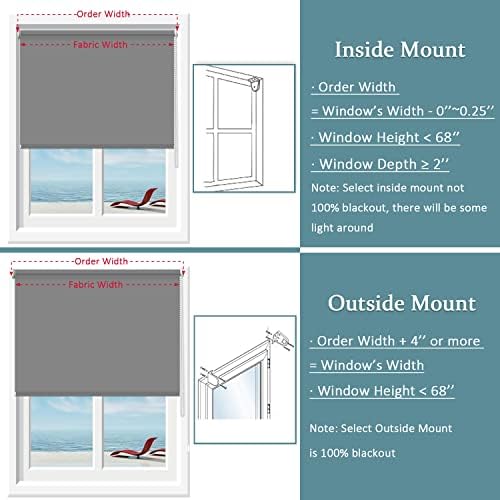 NUTRO CHILL Blackout Roller Shades for Window 28" W x 68" L Light Gray - Image 4