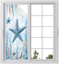 Window Privacy Film Frosted, Coastal Starfish Static Cling Door Window Covering, Blue Ocean Coral Summer Beach Seaweed UV Blocking Windows Film for Office, Hotel, Bedroom, 29.5 x 78.7 Inches by Unknown