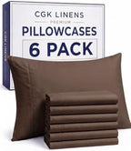 Standard Pillow Cases - 6 Pack Soft Pillowcase Covers - 20" x 26" (Brown) by CGKUnlimited