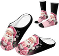 Jeiento Winter Fuzzy Slipper and Crew Socks for Women,Adult Slip-on Close Toe House Slipper,Flat Comfort home Slides by Jeiento