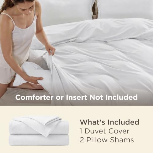 Bedsure Duvet Cover Super King Size - Soft Double Brushed Bedding Set for Kids & Adults, Zipper Closure, 3 Pieces, Includes 1 Duvet Cover (108"x98") & 2 Pillow Shams, NO Comforter, White - Image 3