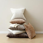 Decorative Chenille Plaid Fall Throw Pillow Covers Brown 26x26 Set of 2 - Image 5