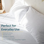 Waterproof Zippered Pillow Protector Covers - Set of 2, White Solid (20" X 16"), Breathable Soft Cotton Terry - Image 6